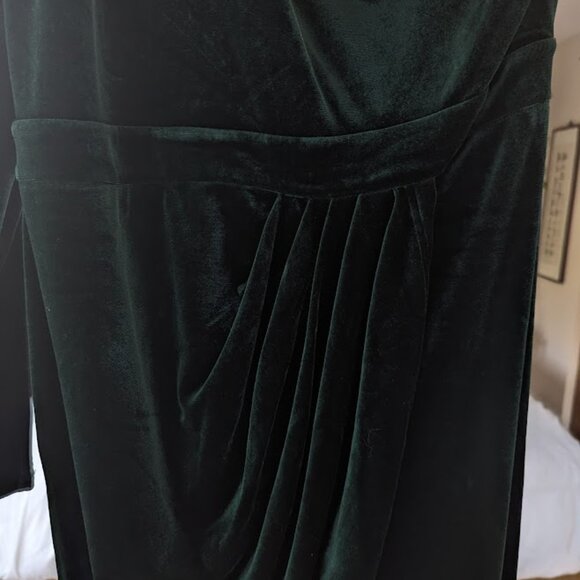 SHEIN SXY One Shoulder Puff Sleeve Draped Velvet Dress size - Picture 5 of 8